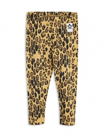 Girls Beige Basic Leopard Leggings