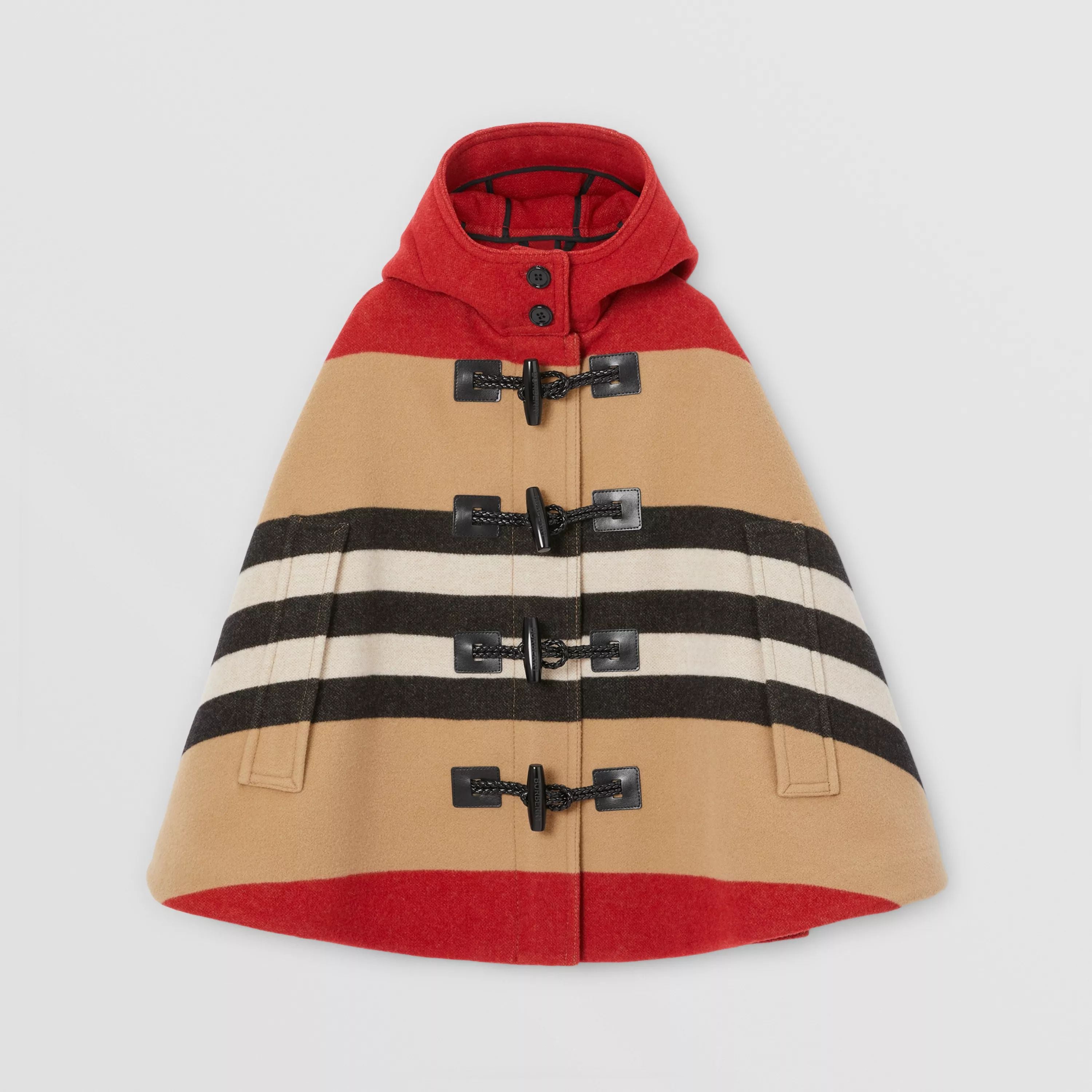 Girls Beige Stripes Wool Cape