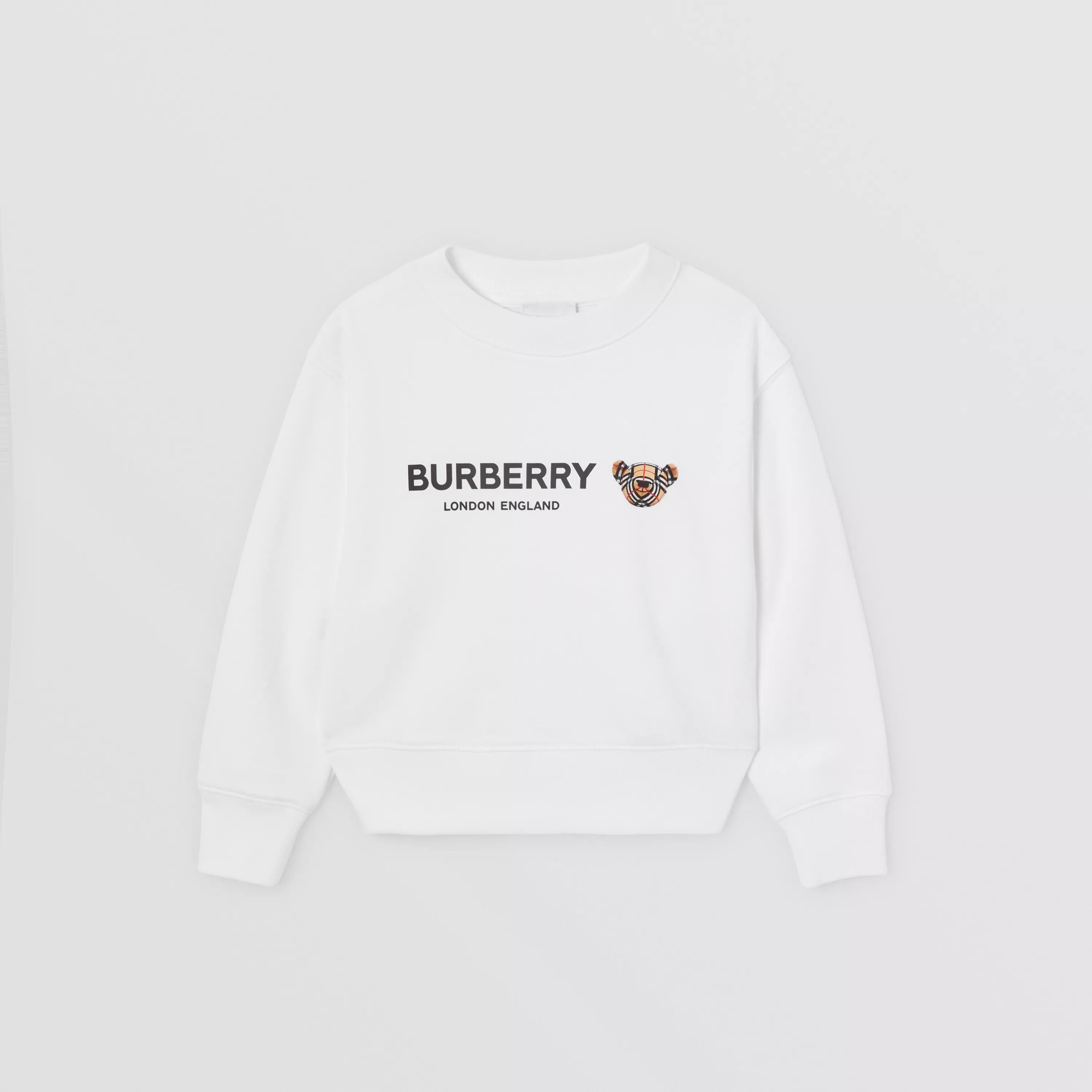 Girls White Logo Cotton Sweatshirt