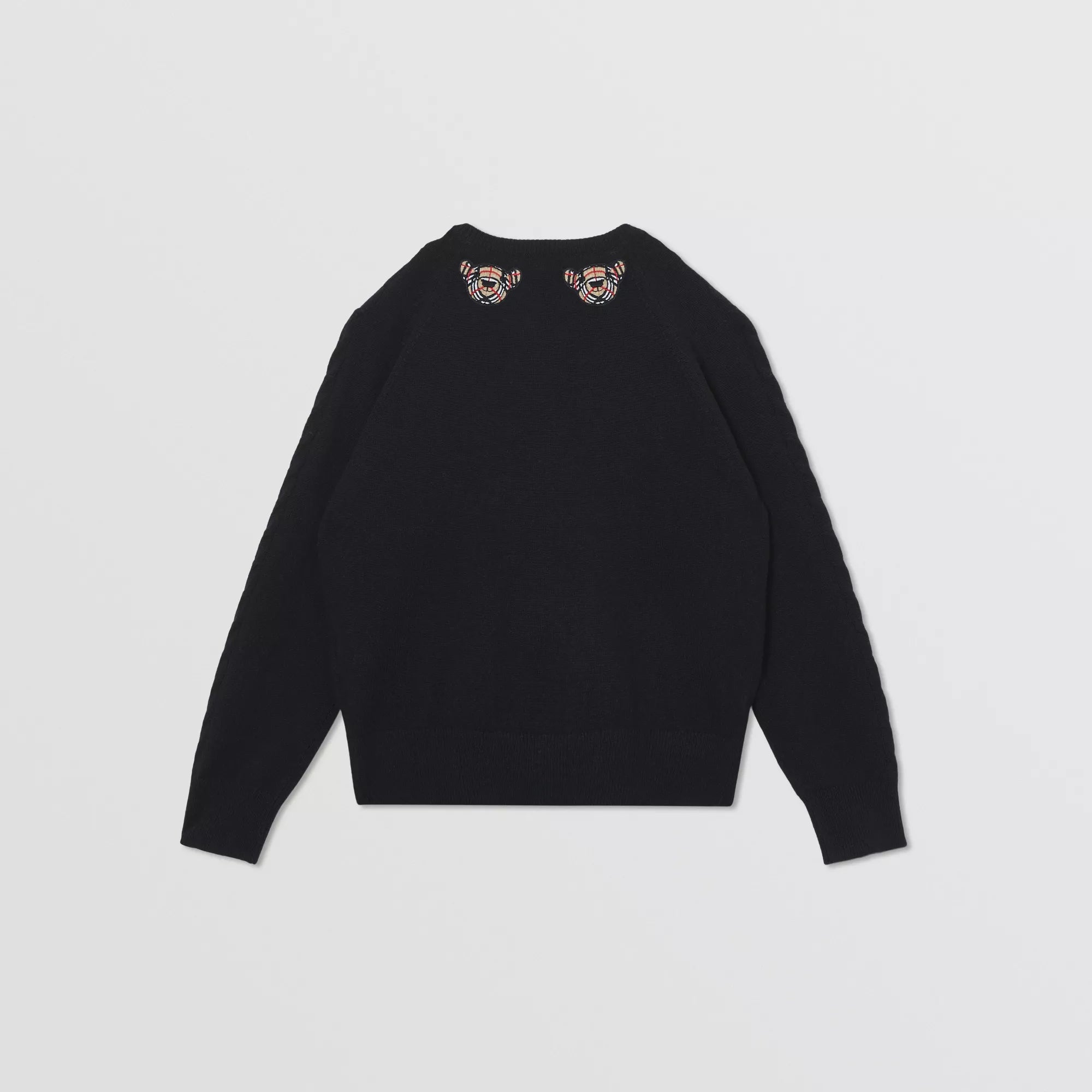 Girls Black Embroidered Wool Cardigan