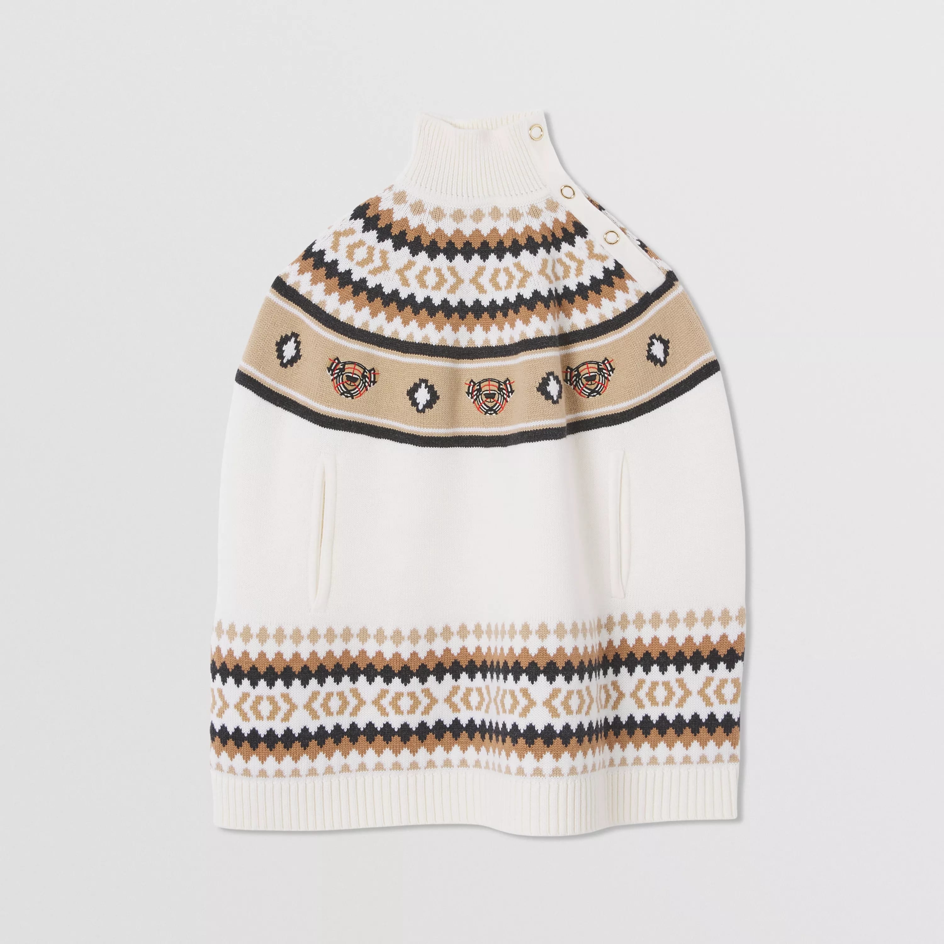 Girls Camel Embroidered Wool Cape