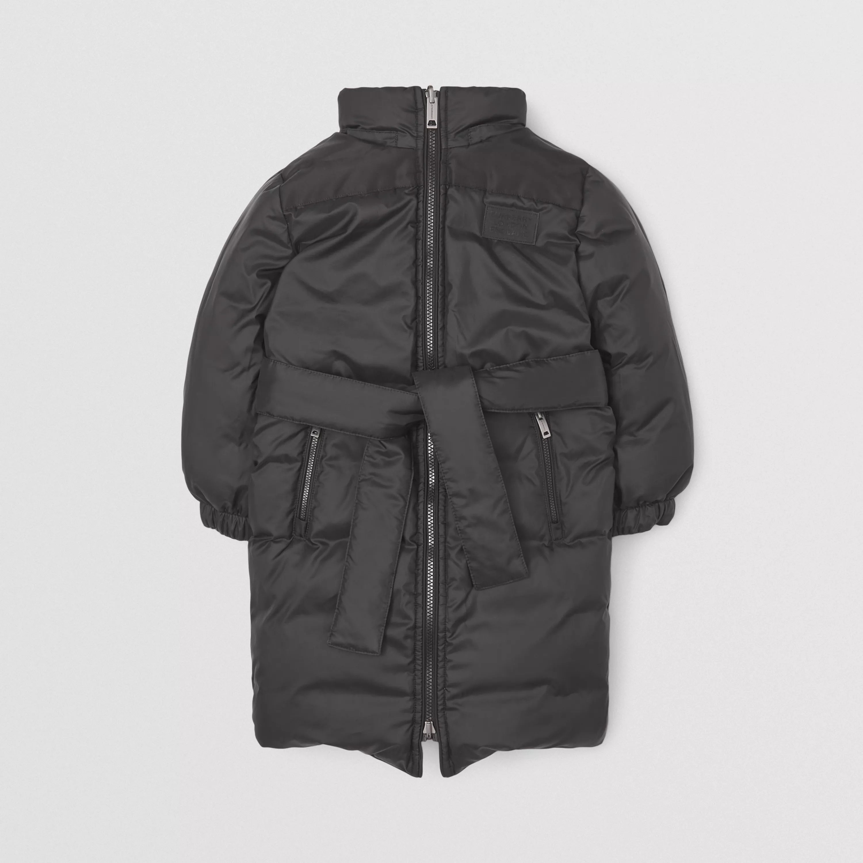 Girls Beige Check Padded Down Reversible Coat