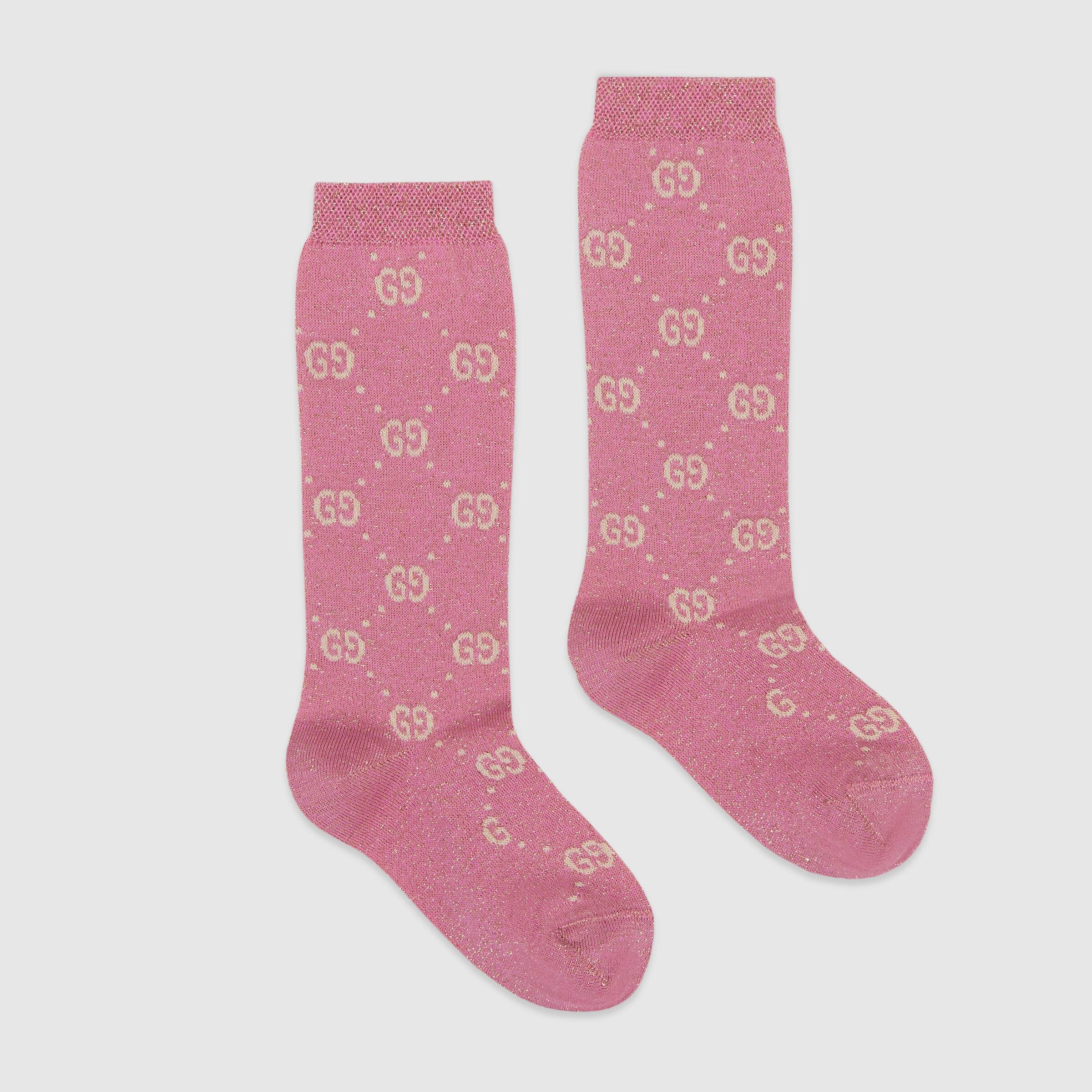 Girls Pink GG Logo Socks