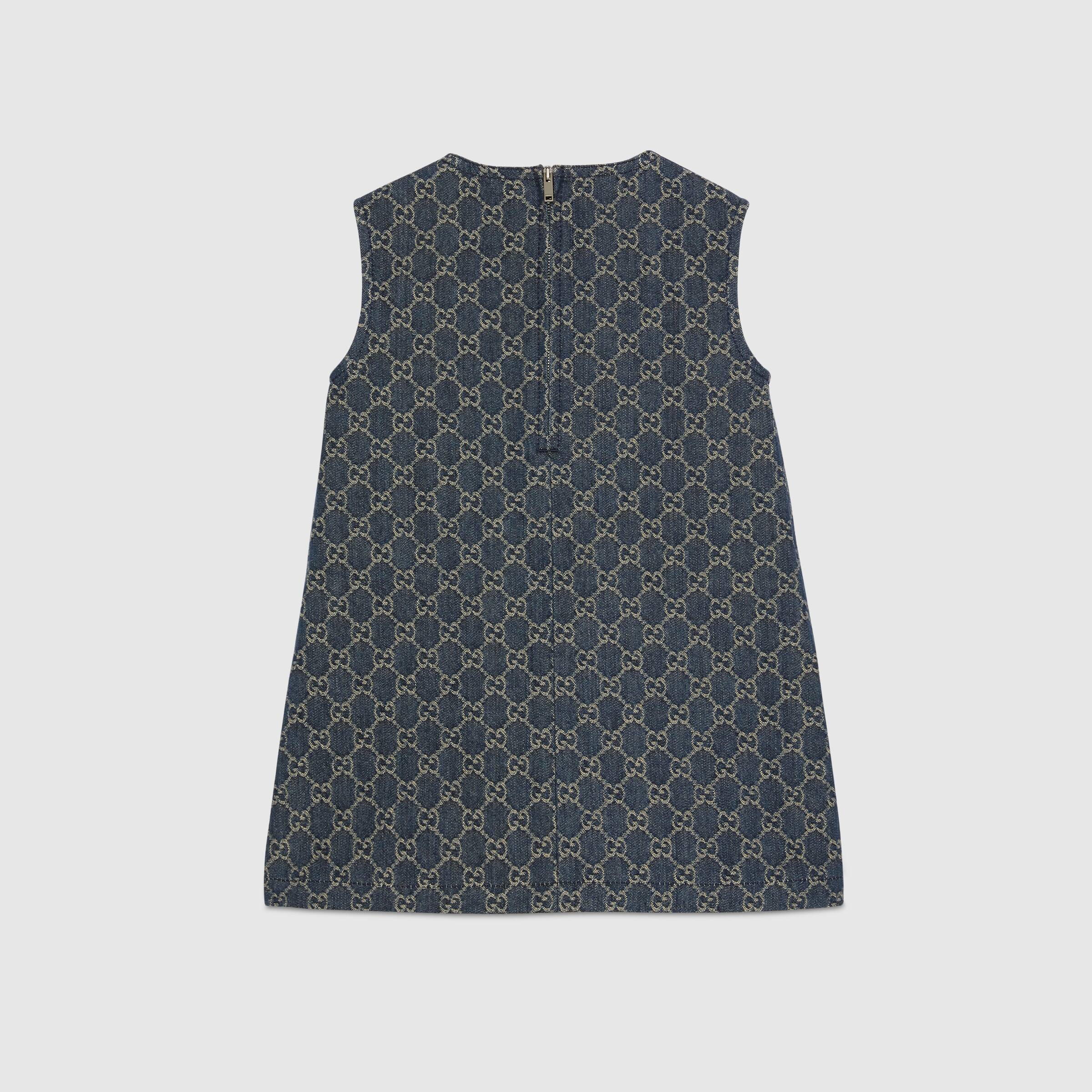 Girls Blue GG Logo Denim Dress