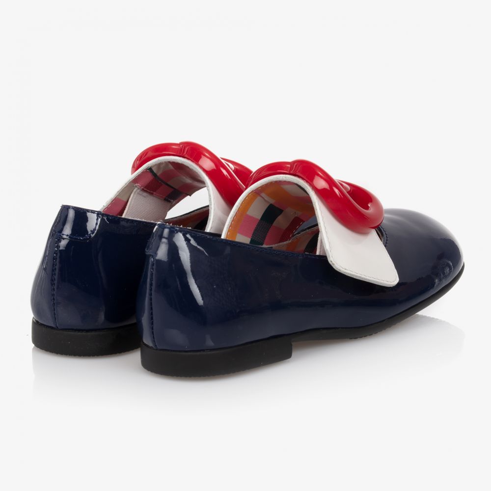 Girls Navy GG Leather Shoes