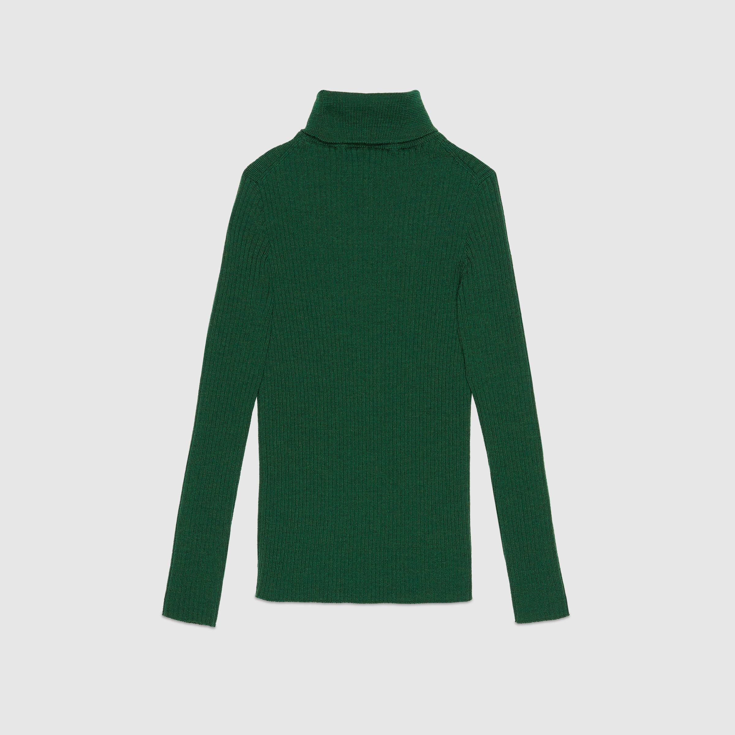 Girls Green GG Logo Wool Sweater