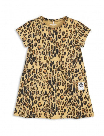 Girls Beige Basic Leopard Dress