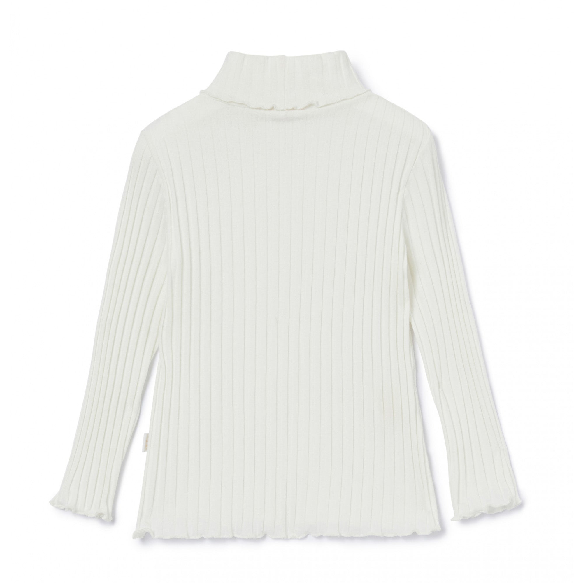 Girls White Cotton Turtleneck