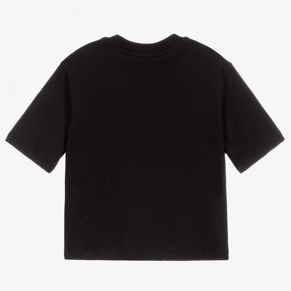 Girls Black Logo Cotton T-Shirt