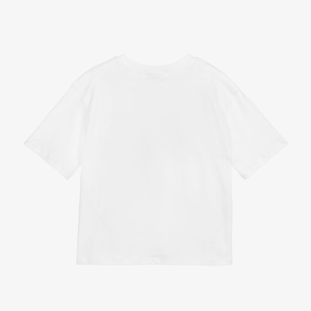 Girls White Logo Cotton T-Shirt