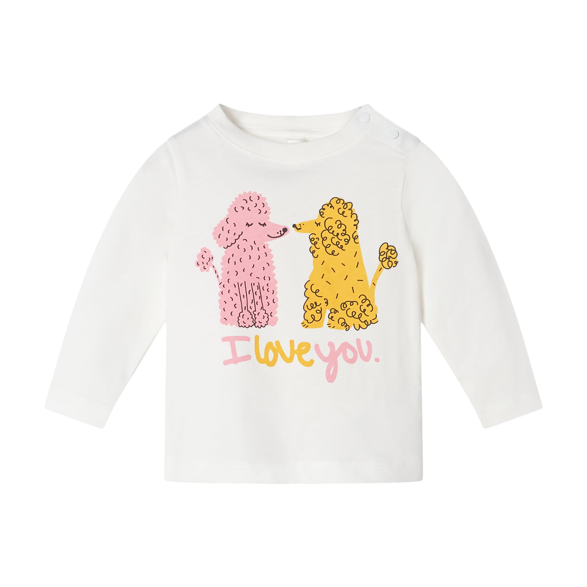 Baby Girls White Poodle Printing Cotton T-Shirt
