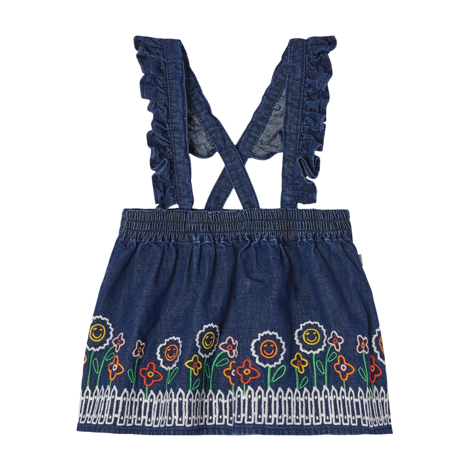 Baby Girls Dark Blue Embroidered Denim Skirt