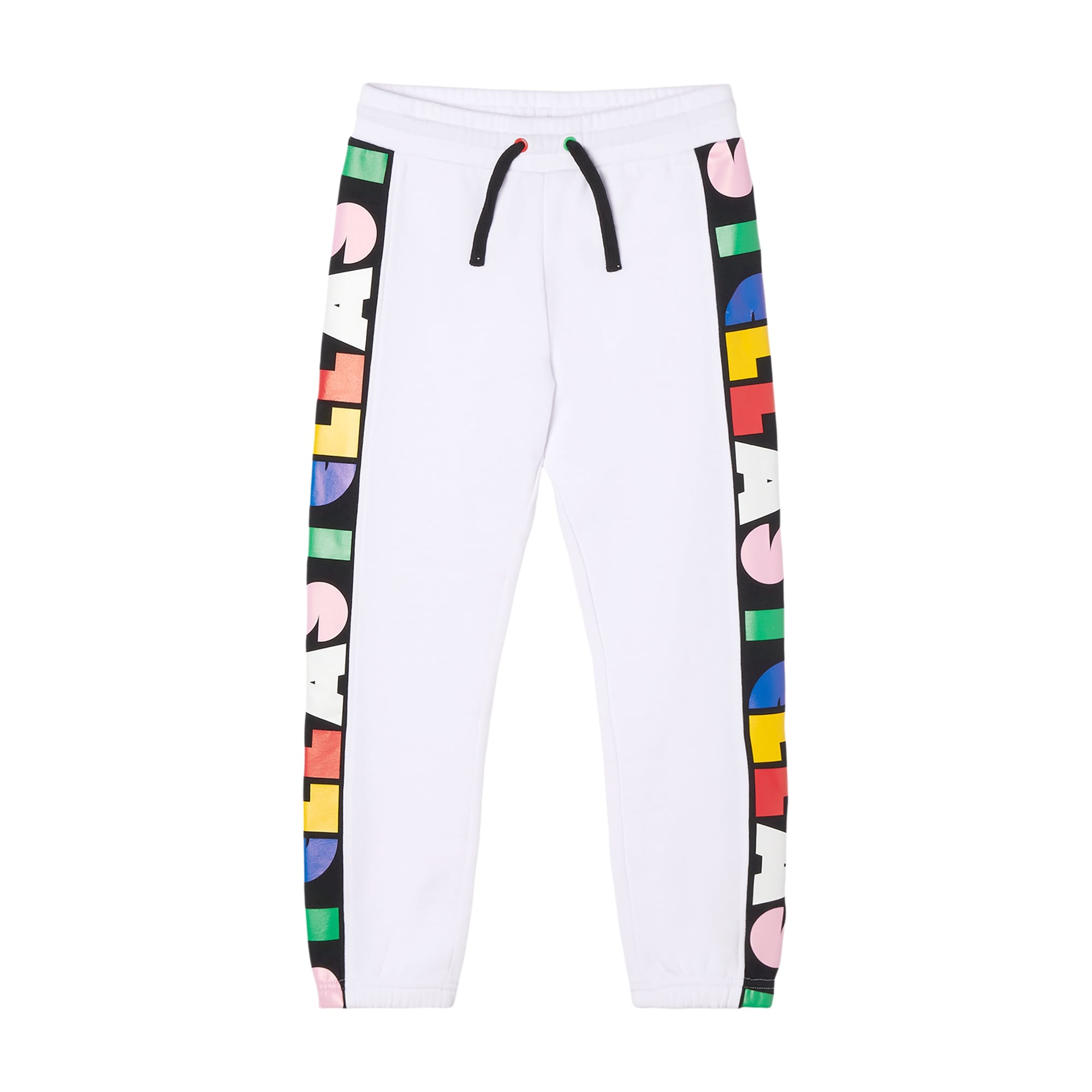 Girls White Logo Cotton Trousers