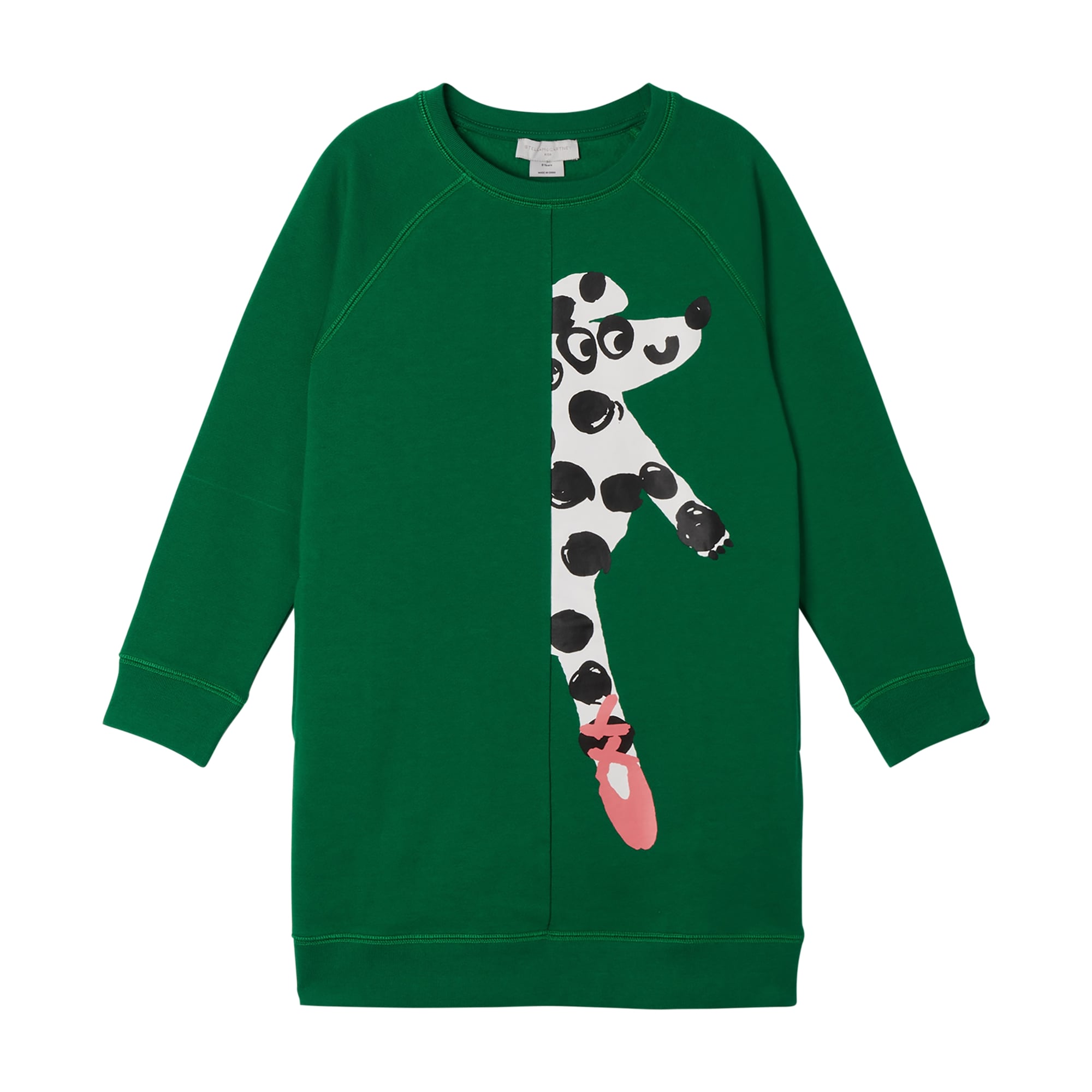 Girls Green Dog Cotton Dress