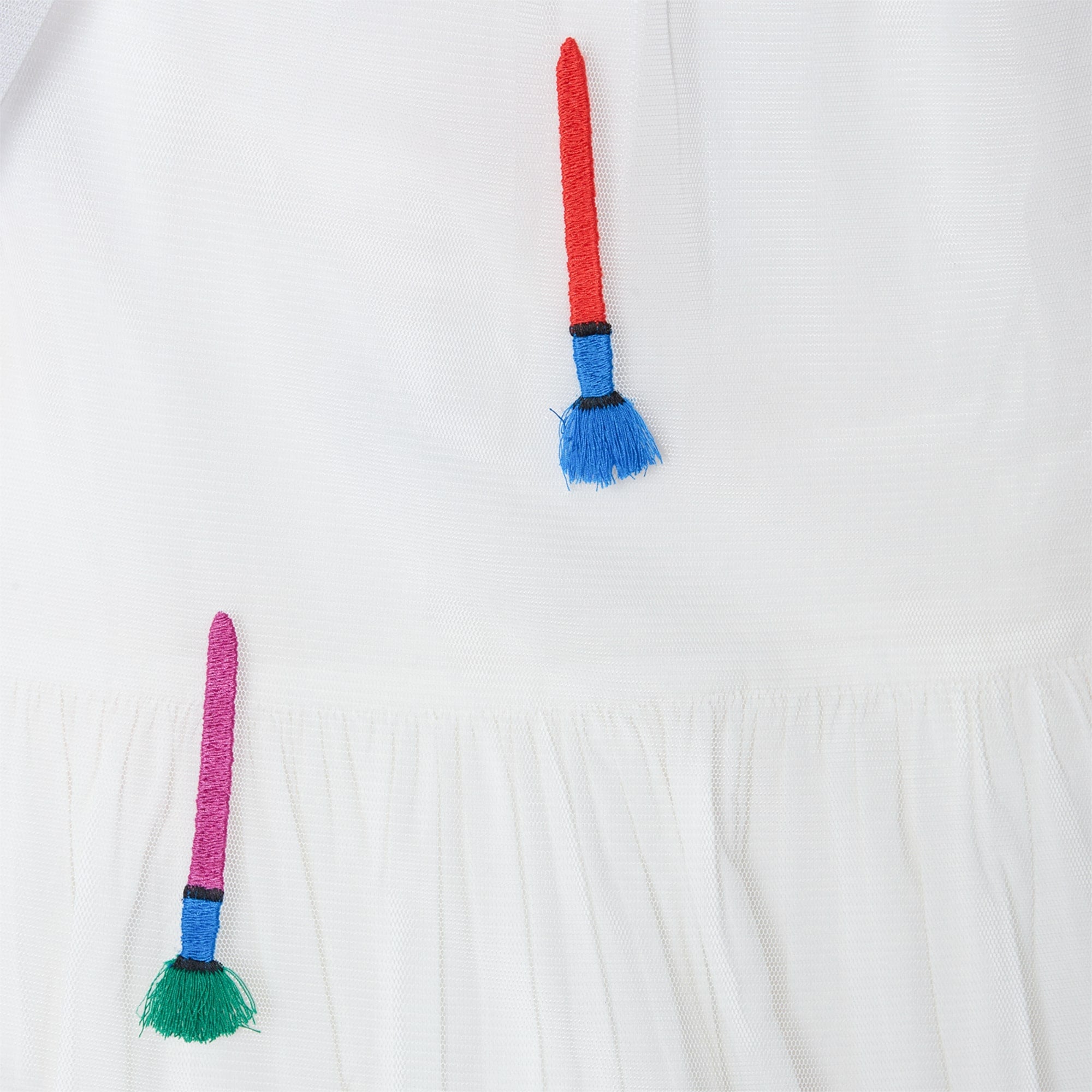 Girls White Embroidered Tulle Dress