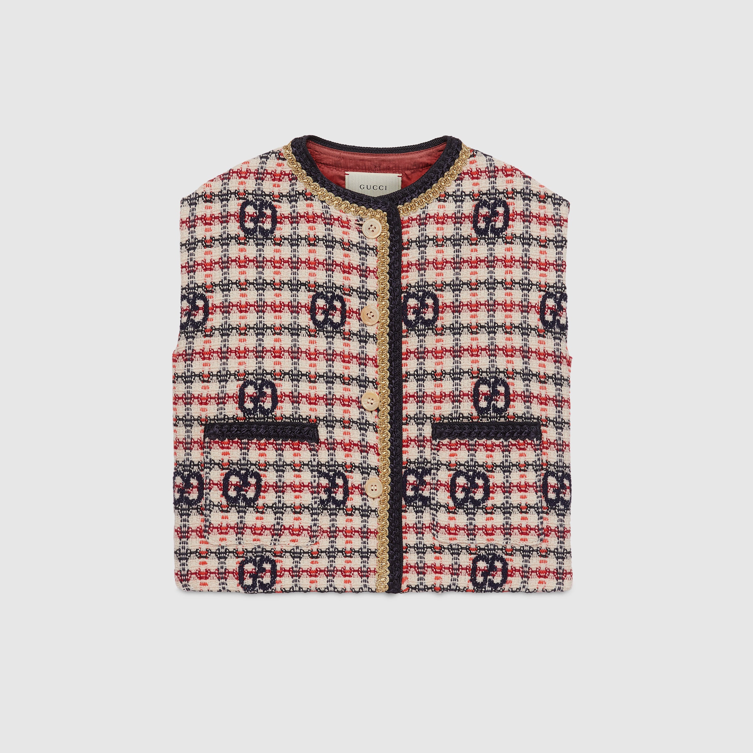 Girls Ivory & Blue Wool Gilet