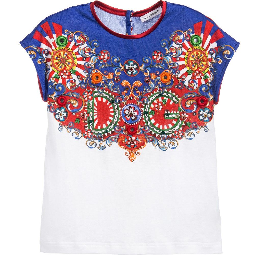 Girls Multicolor Printed Blouse With Gems Trims - CÉMAROSE | Children's Fashion Store - 1