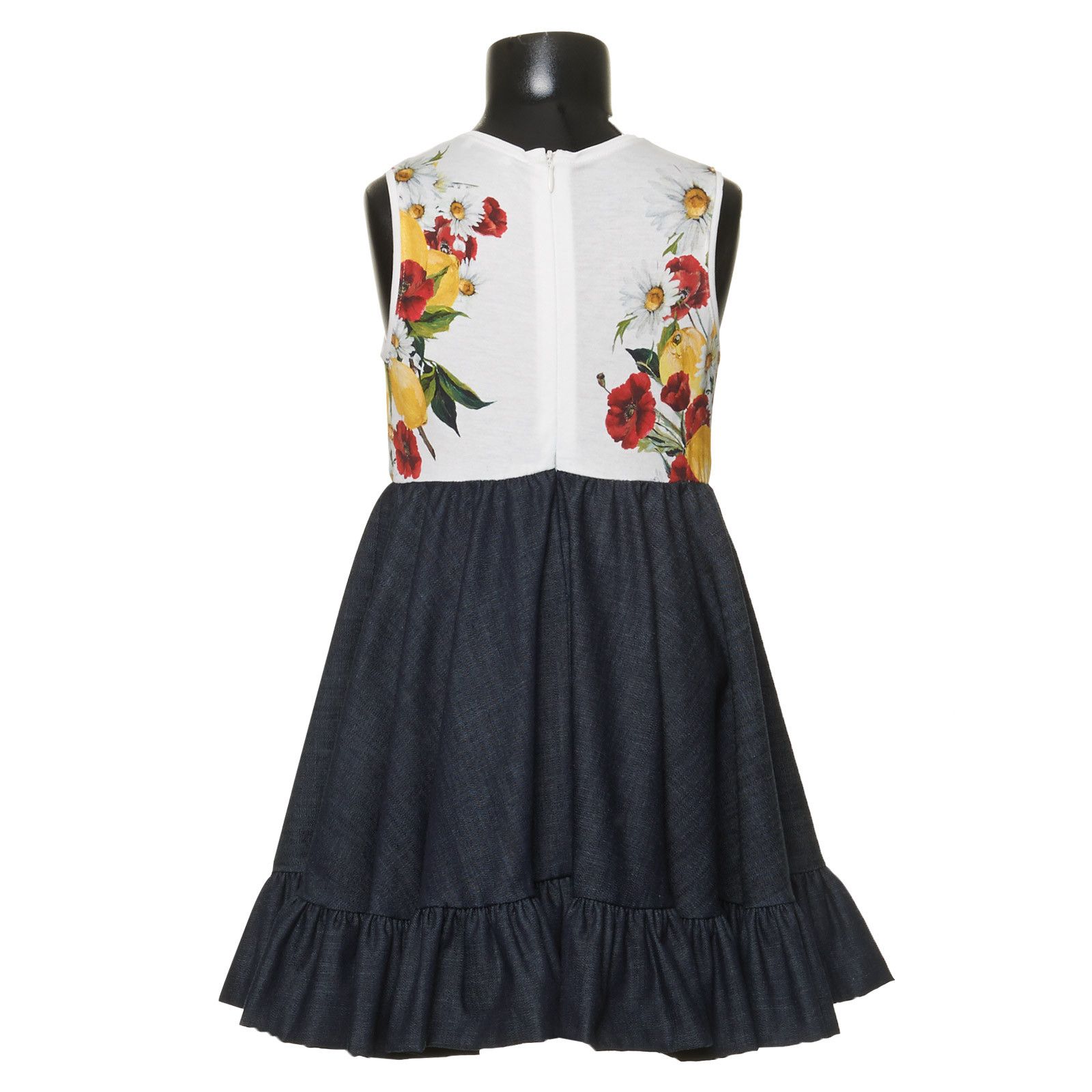 Girls White Top&Black Bottom Flower Printed Dress With Patch Trims - CÉMAROSE | Children's Fashion Store - 2