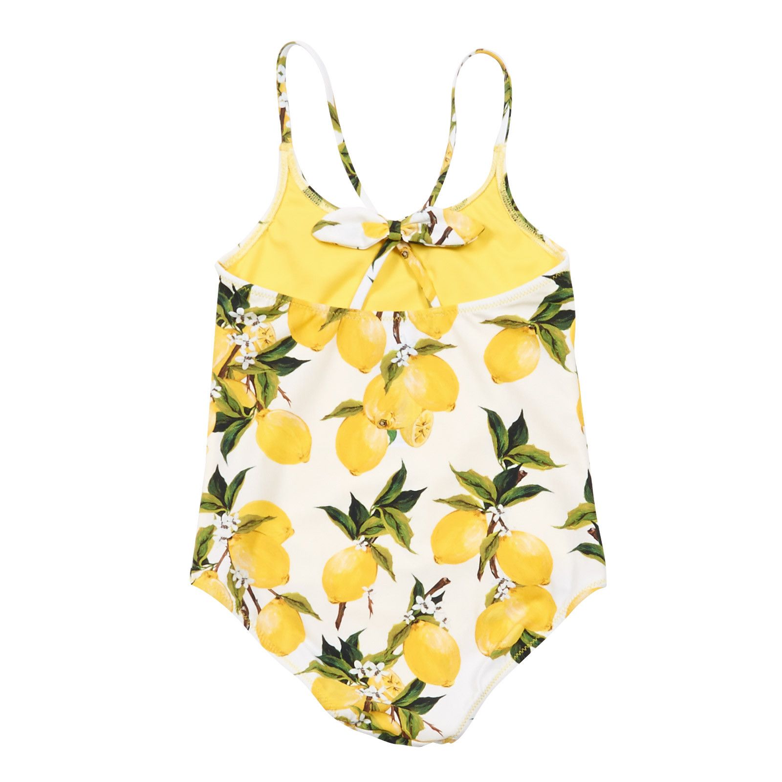 Girls White Lemons Printed Backless Swimsuit - CÉMAROSE | Children's Fashion Store - 2