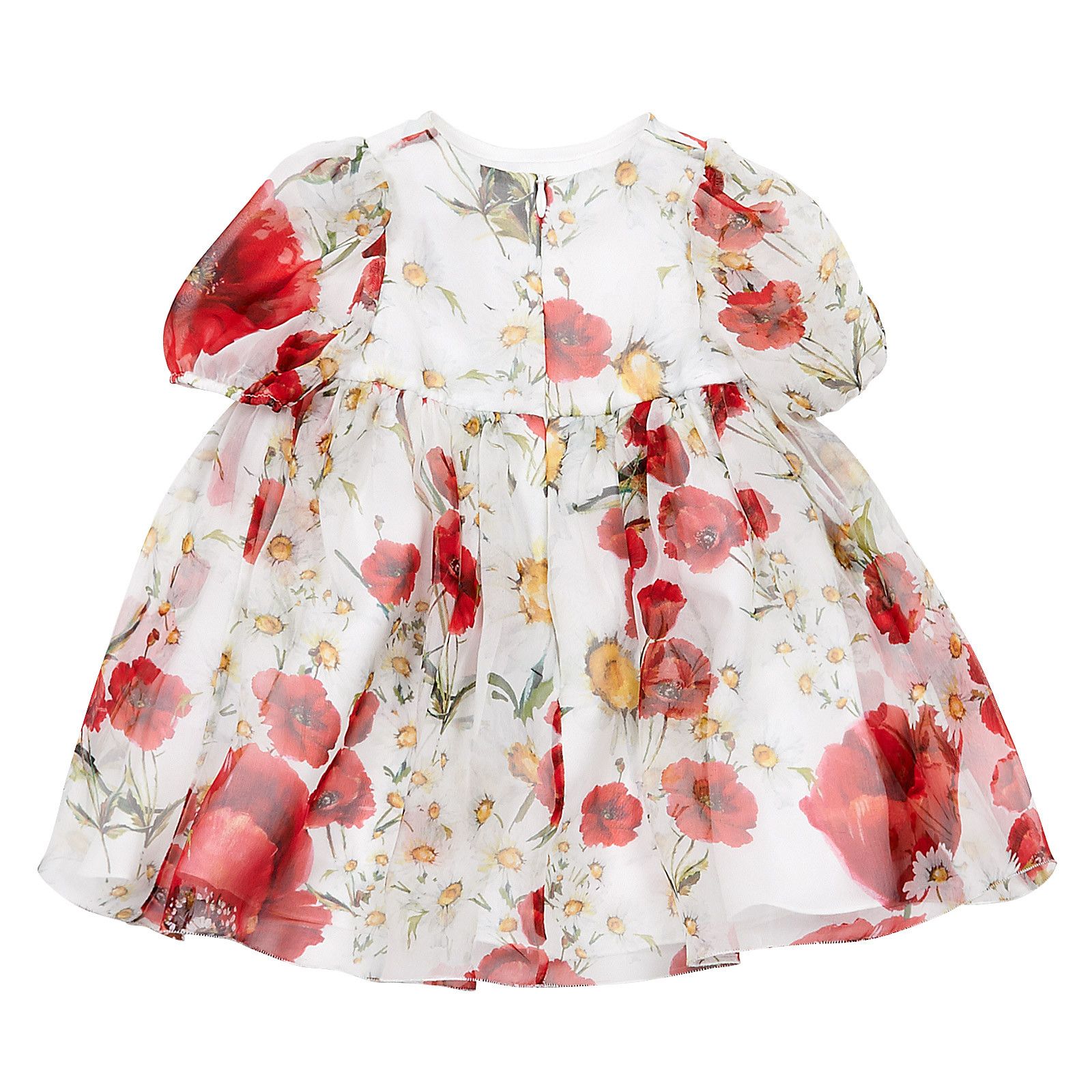 Baby Girls White Flower Printed Silk Chiffon Dress - CÉMAROSE | Children's Fashion Store - 2