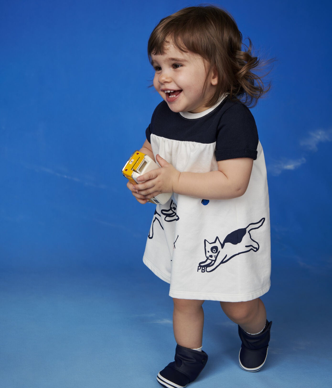 Baby Girls White Printed Cotton Dress