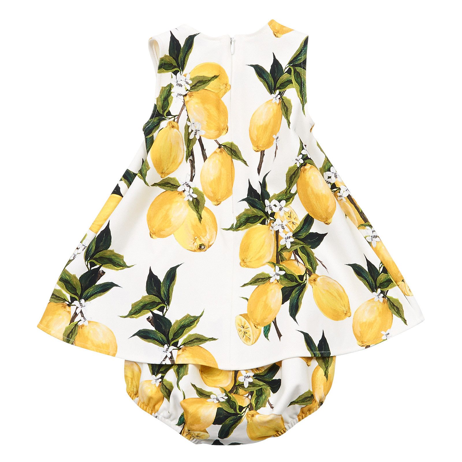 Baby Girls White&Yellow Fruits Printed Sleeveless Dress - CÉMAROSE | Children's Fashion Store - 2