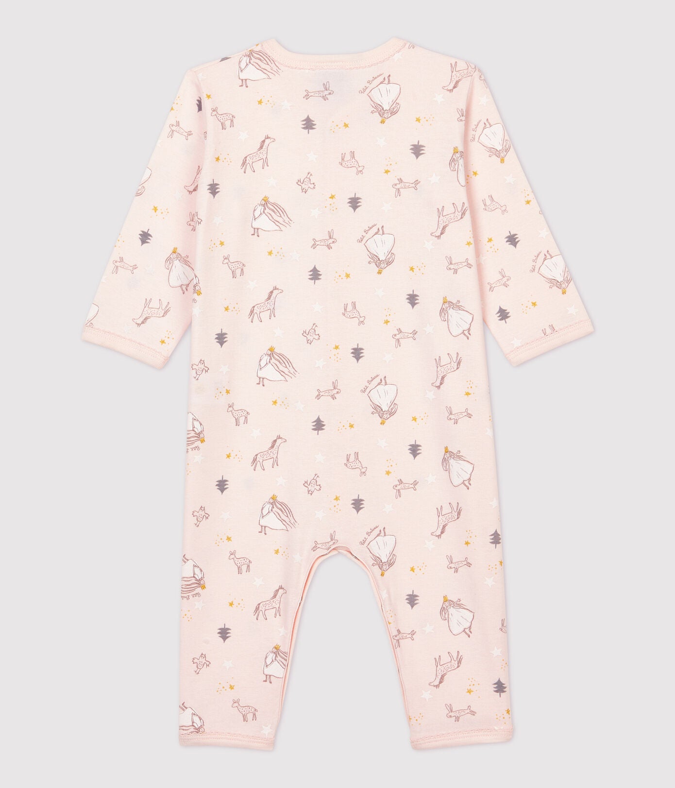 Baby Girls Pink Printed Cotton Babysuit