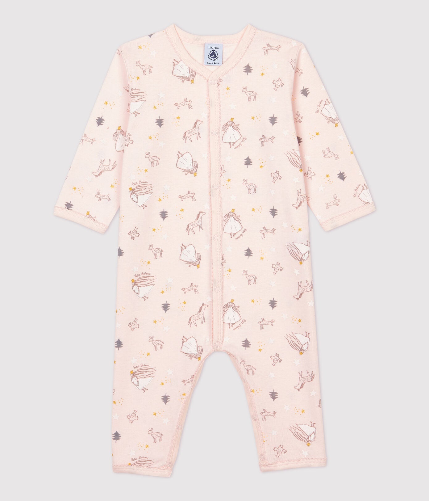 Baby Girls Pink Printed Cotton Babysuit