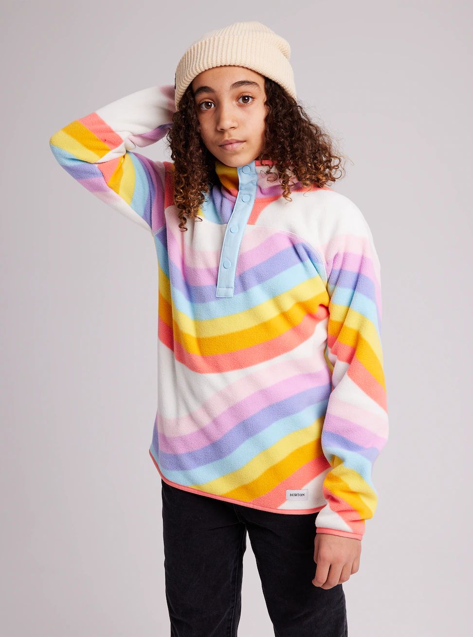Sweat-shirt polaire arc-en-ciel pour fille