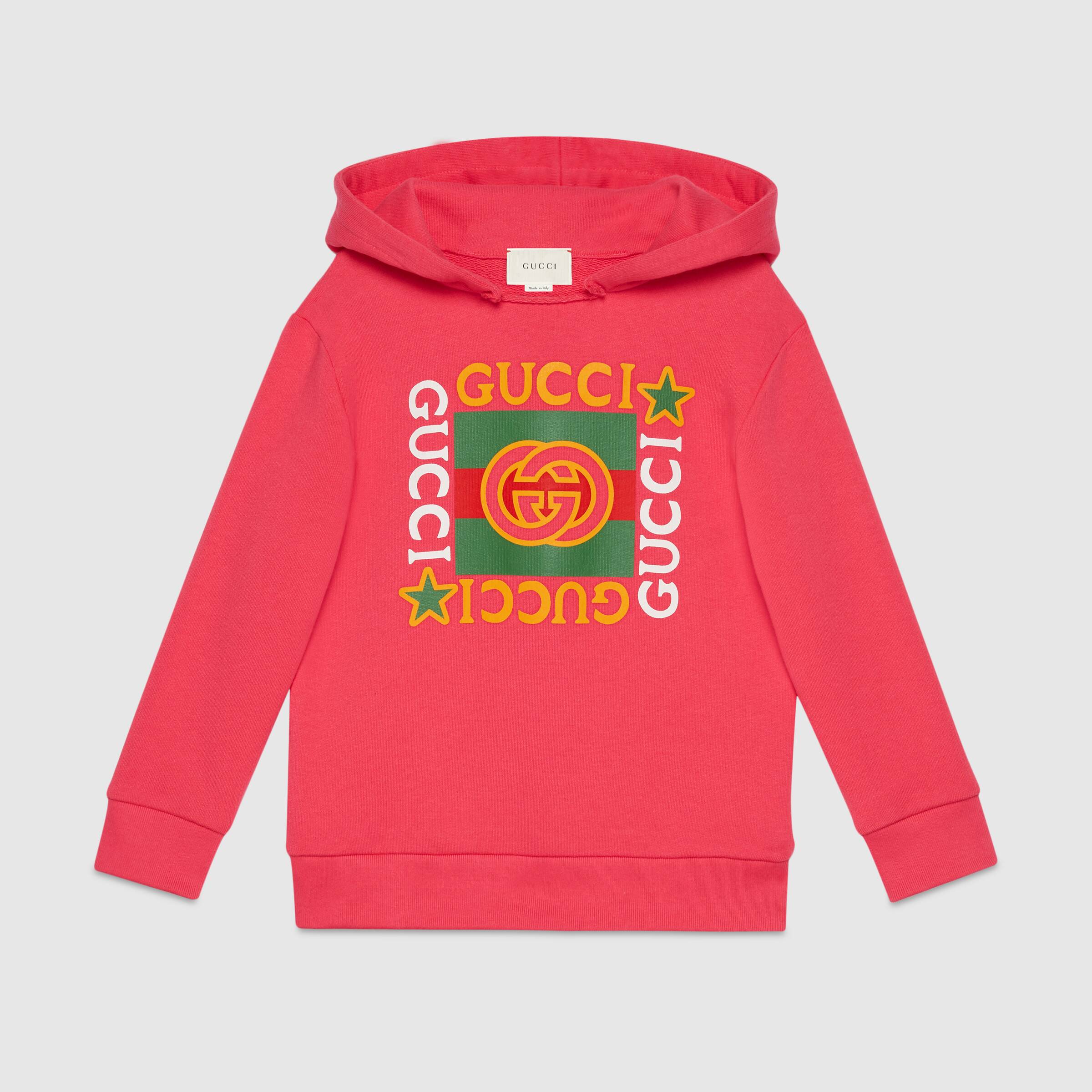 Girls Pink Logo Hooded Cotton Sweatshirt