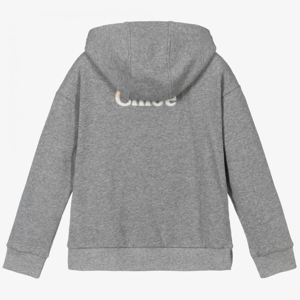 Girls Grey Logo Zip-Up Top