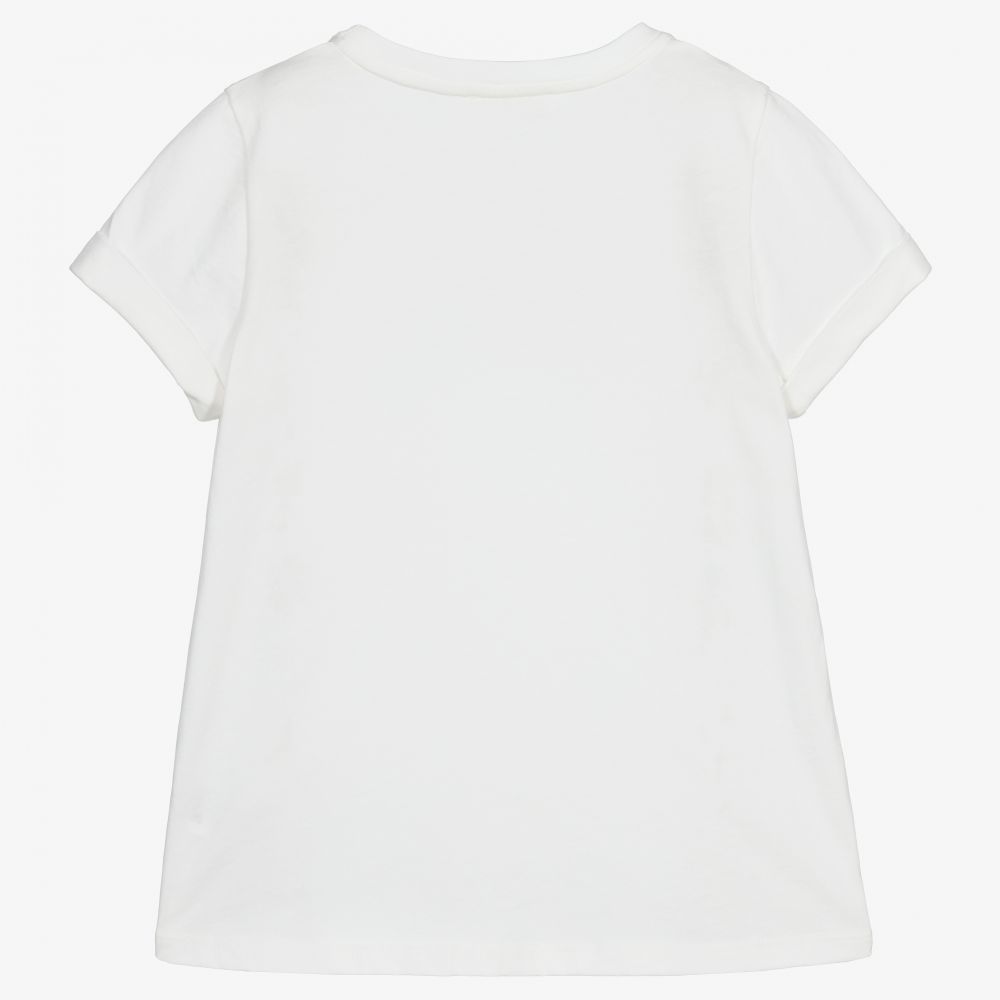 Girls White Logo Cotton T-Shirt