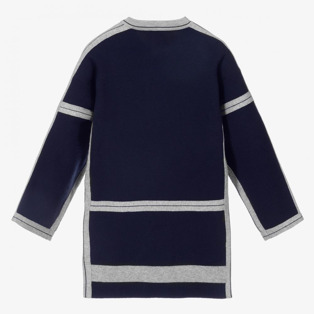 Girls Blue Knitted Coat