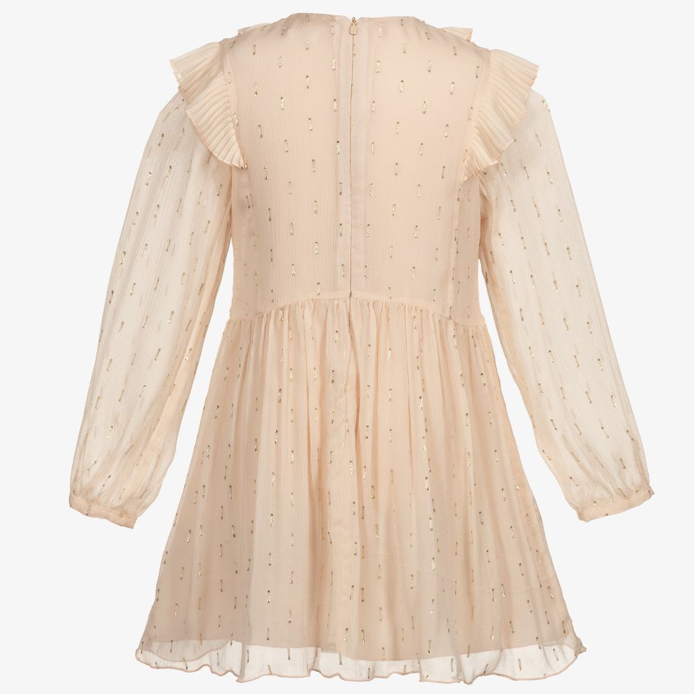 Girls Pink Silk Dress