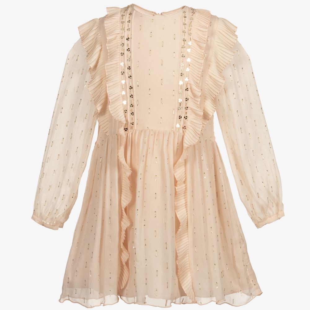 Girls Pink Silk Dress