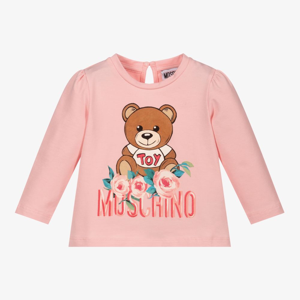 Baby Girls Pink Logo Cotton T-Shirt