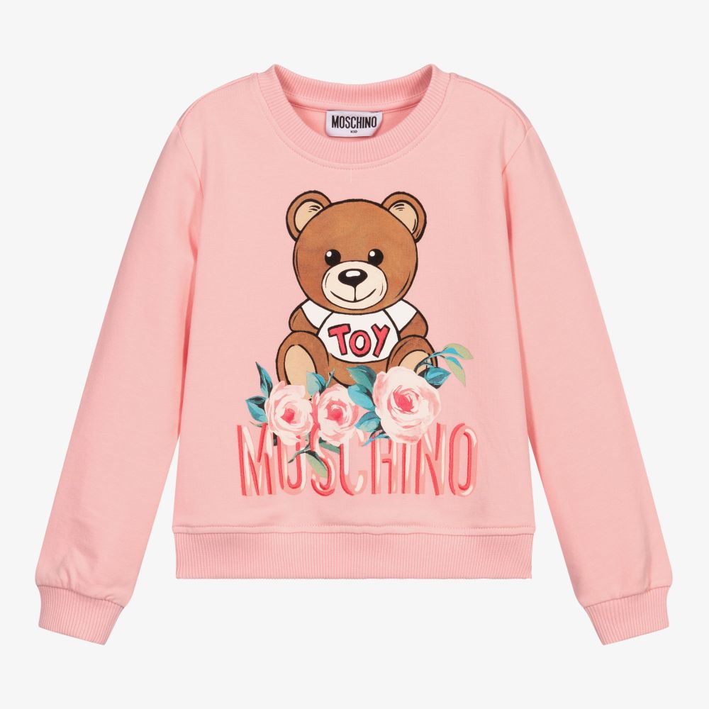 Girls Pink Logo Cotton Sweatshirt