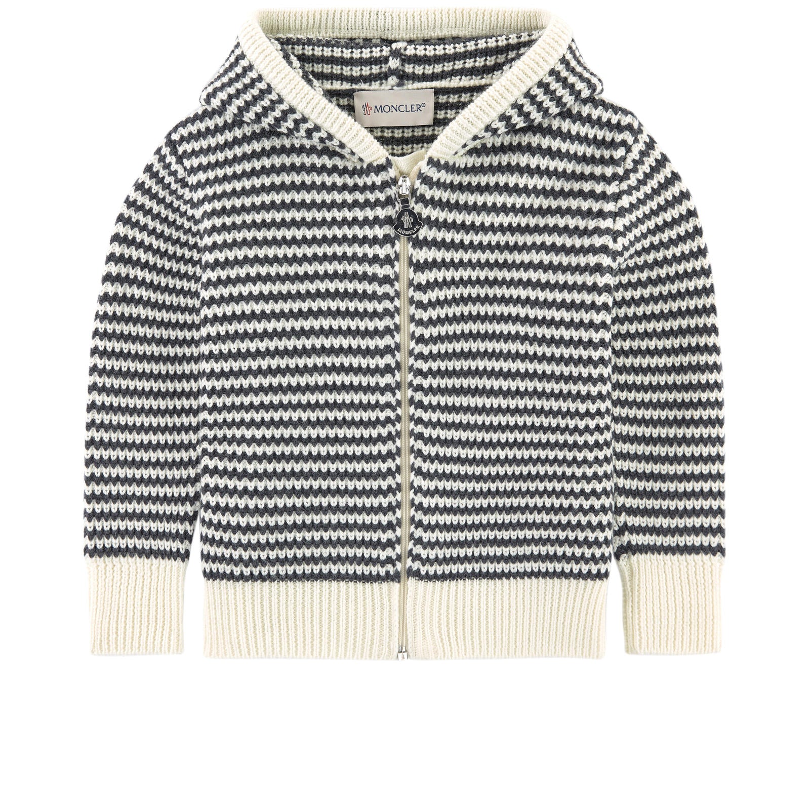 Baby White Striped Virgin Wool Cardigan