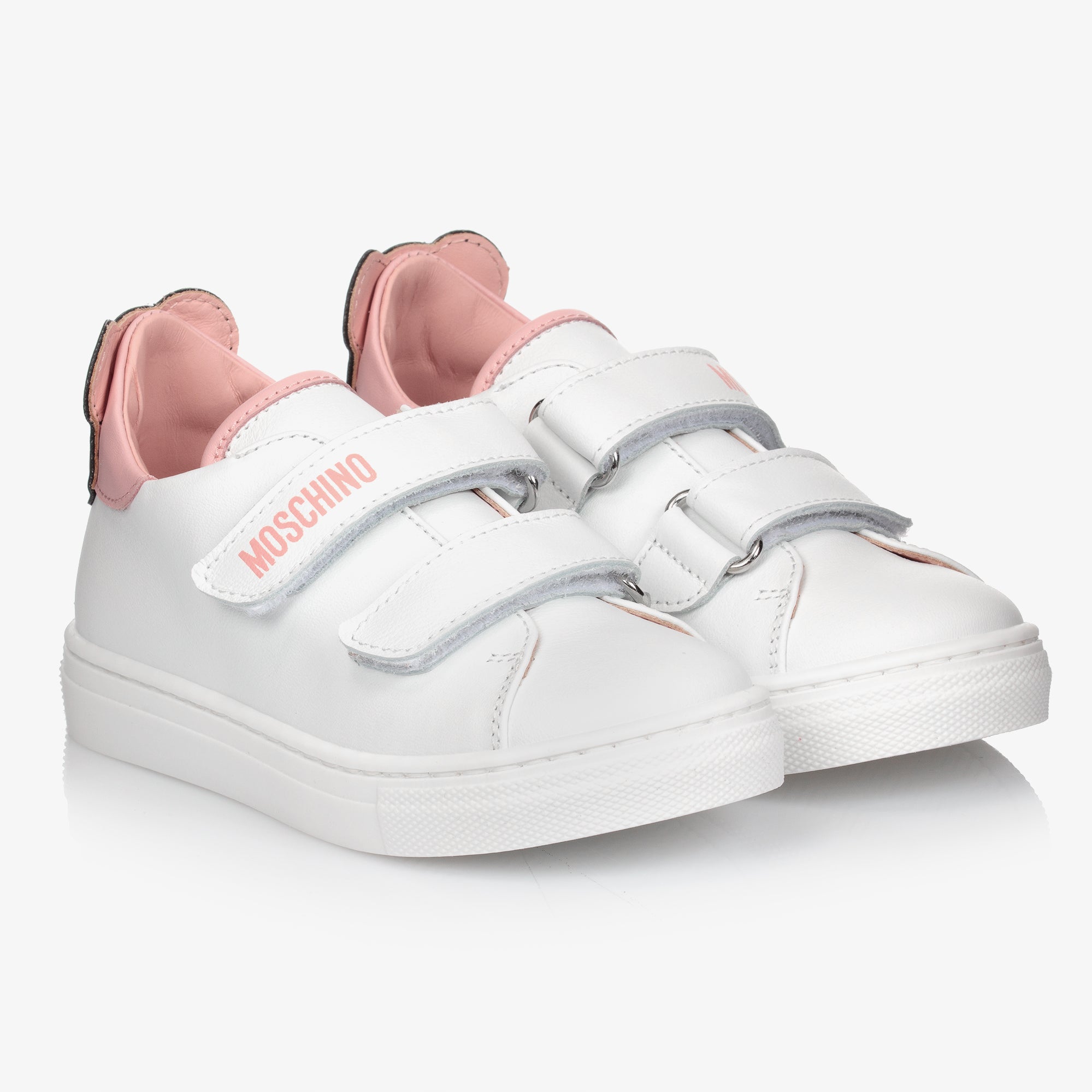Girls White Logo Leather Shoes