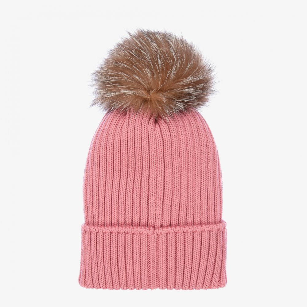 Girls Pink Logo Wool Hat