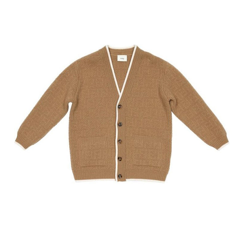 Girls Beige Wool Cardigan