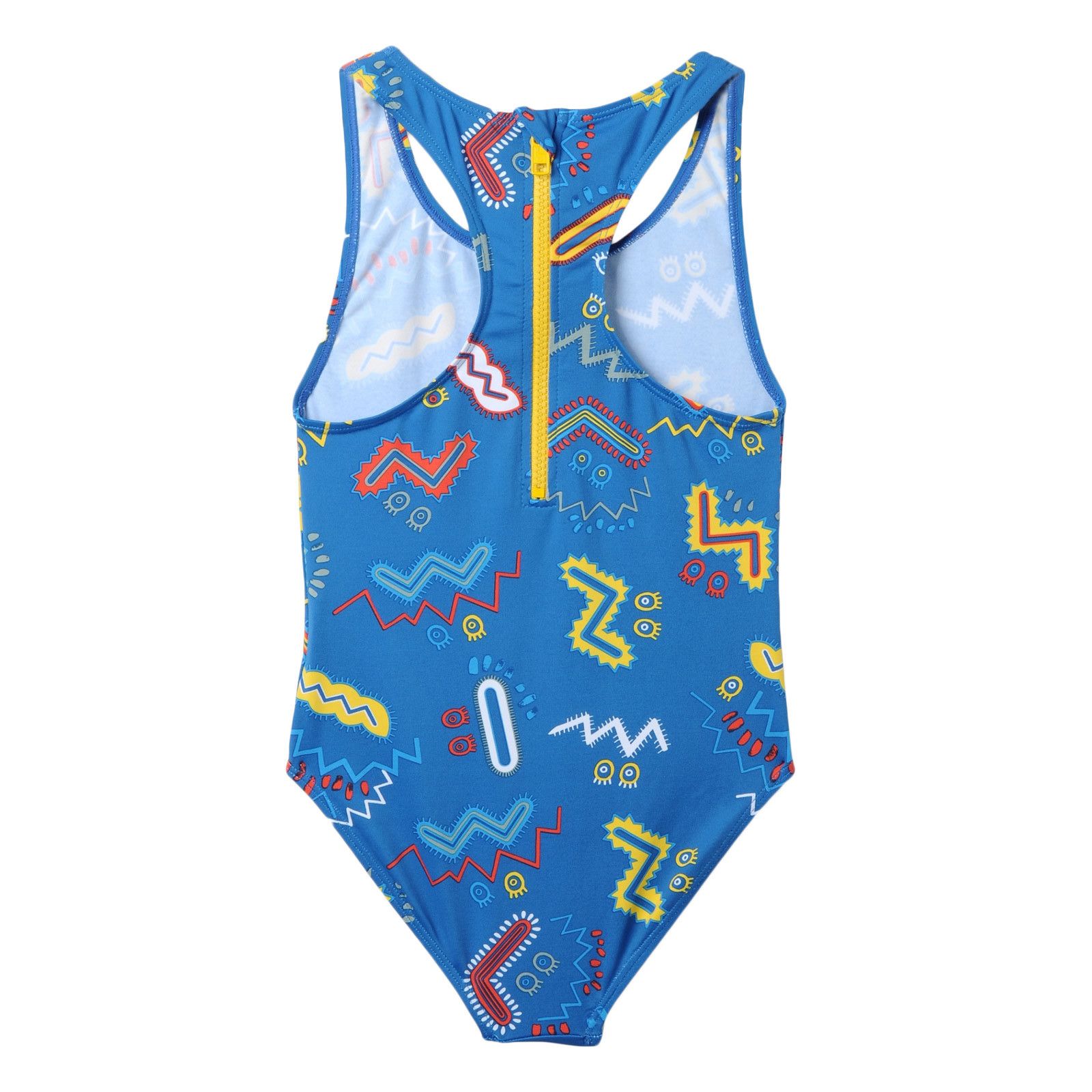 Girls Bright Blue Zig Zag Printed Swimsuit - CÉMAROSE | Children's Fashion Store - 2