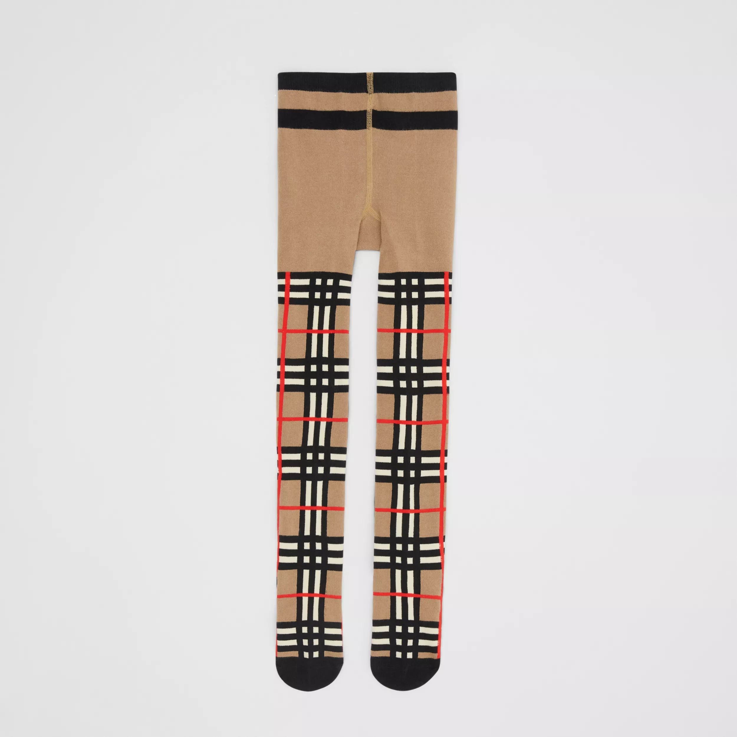 Girls Archive Beige Check Tights