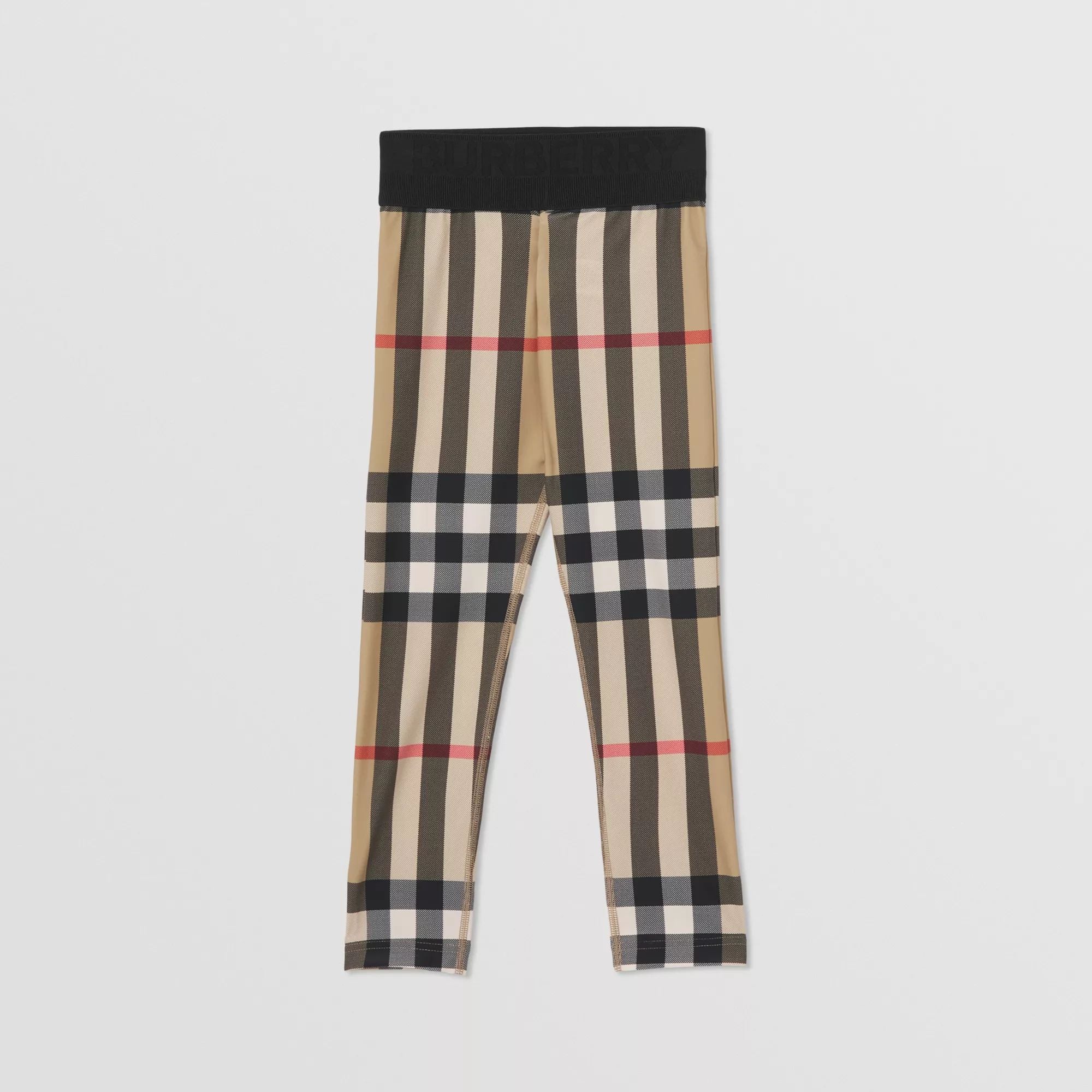 Girls Archive Beige Check Leggings