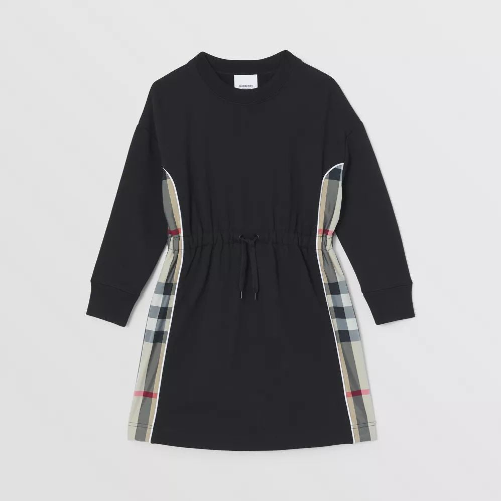 Girls Black Logo Cotton Dress
