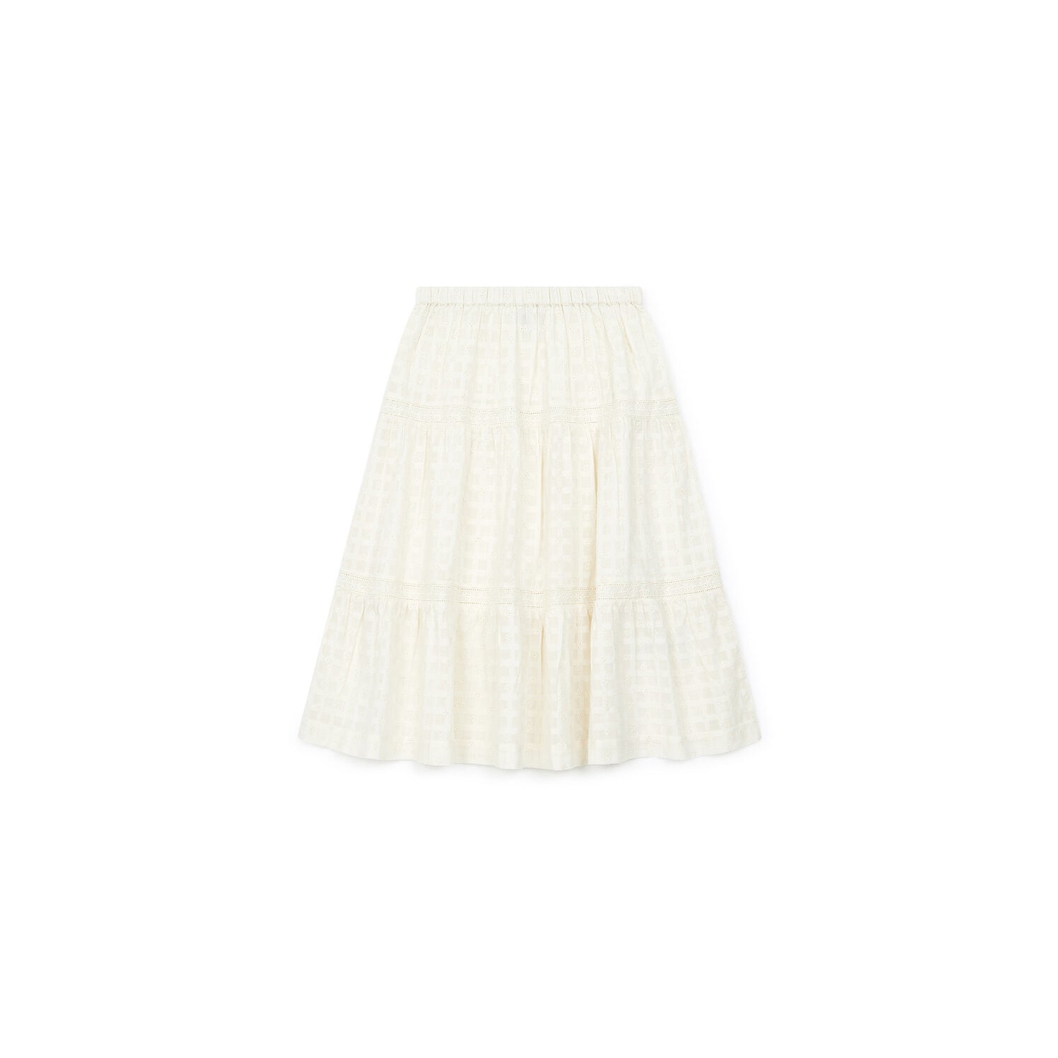 Girls White Embroidered Cotton Skirt