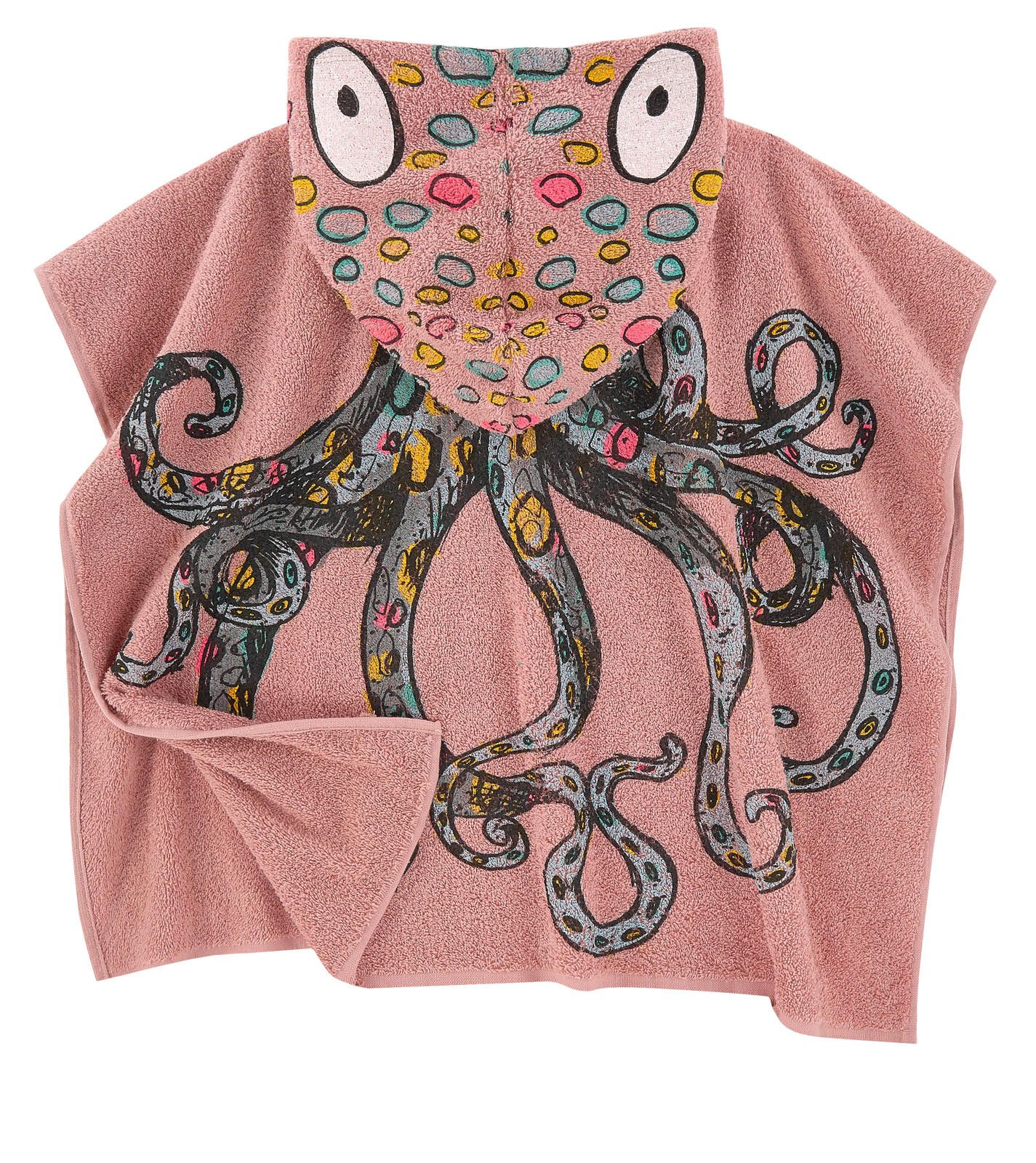 Girls Pink Cotton Colorful Octopus Printed Hooded Beach Towel - CÉMAROSE | Children's Fashion Store - 2
