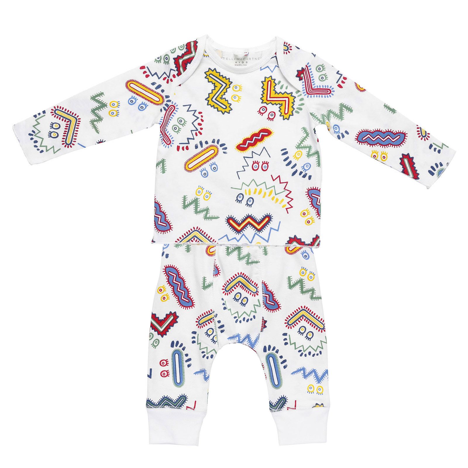 Baby Girls White Cotton Zig Zag Printed Tops & Bottoms Set - CÉMAROSE | Children's Fashion Store