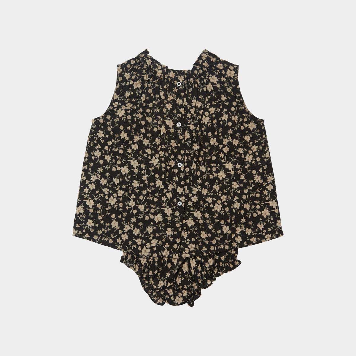 Girls Black Floral Cotton Set