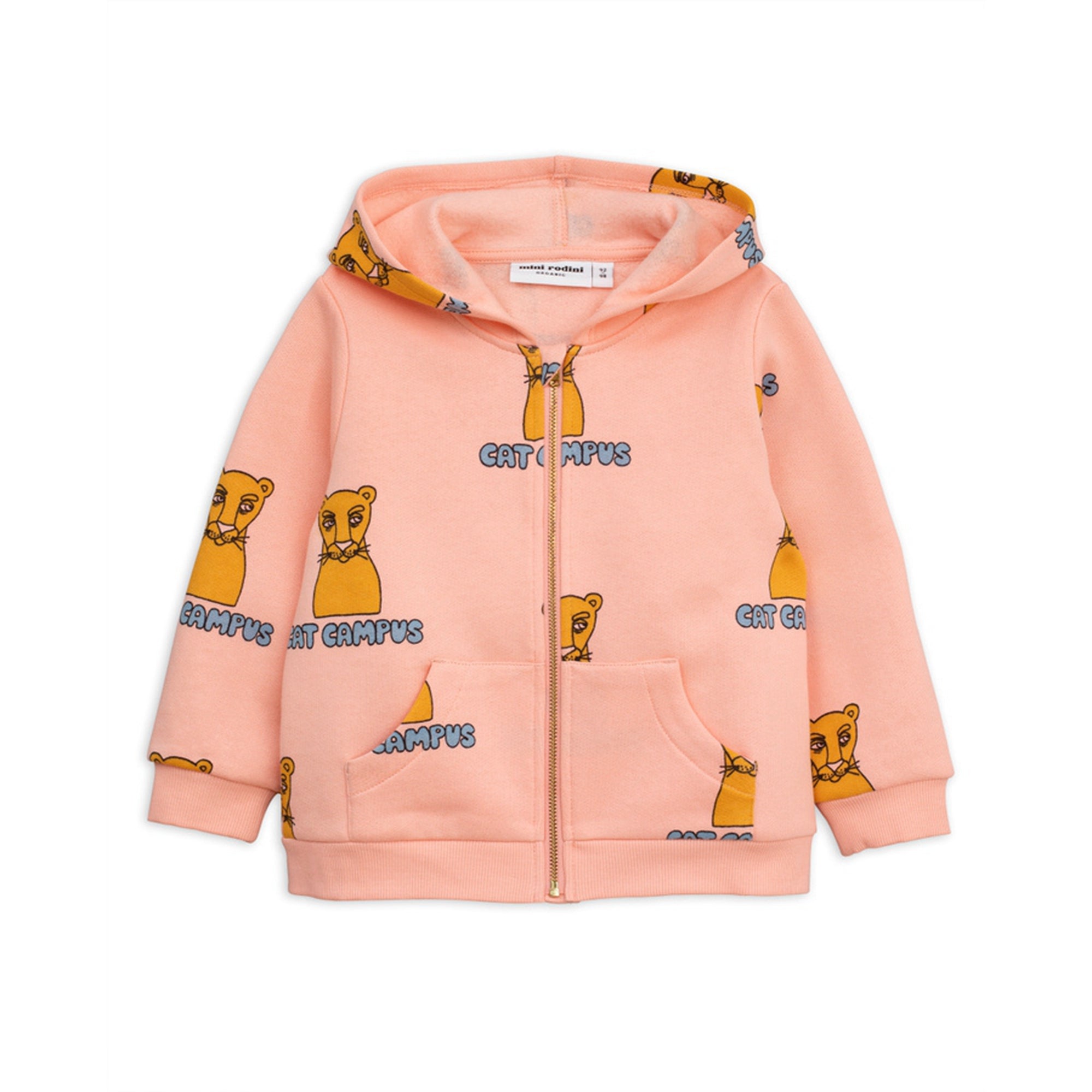 Girls Orange Organic Cotton Zip Hood